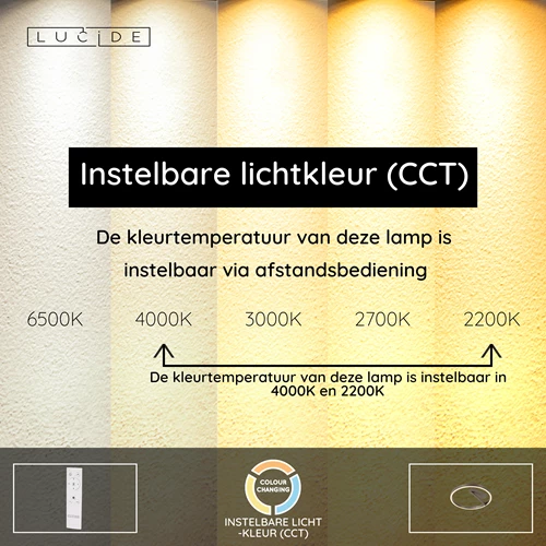 Lucide APPLAUSE - Plafonnière - Ø 40 cm - LED Dimb. - CCT - 1x26W 2200K/4000K - Grijs ijzer | Premium - USP